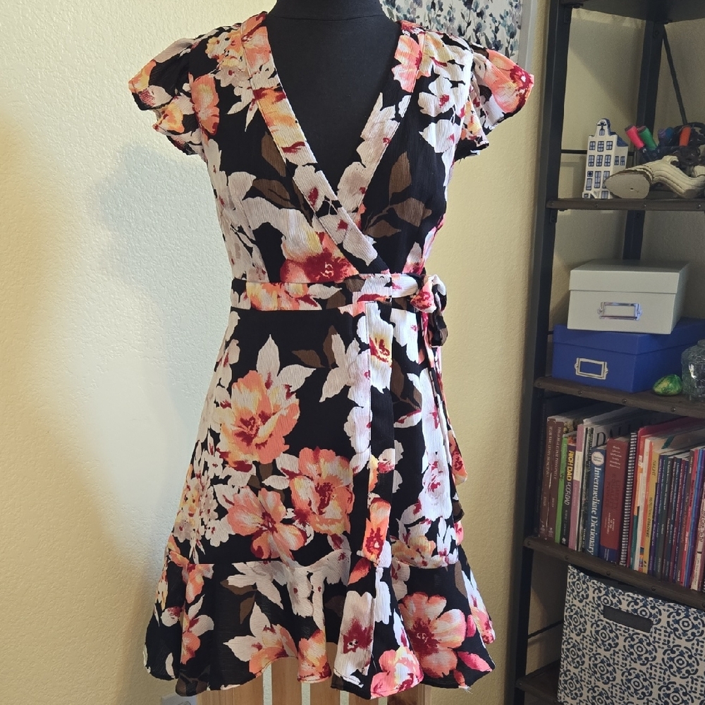 Floral Wrap Dress Size Medium